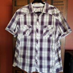 7 Diamonds Mens XXL Cotton Plaid Western Pearl Snap Short Sleeve Shirt